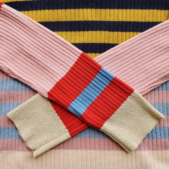 English Factory Multicolor Stretchy Crew neck BoyCon Striped Sweater Size L - Picture 7 of 13